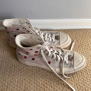 Converse High-Top Sneakers with Floral Embroidery